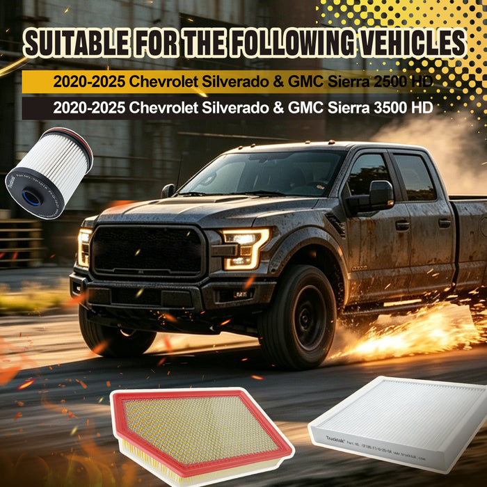 Trucktok 2020-2025 6.6L Silverado Sierra Duramax Air & Cabin Air & Fuel Filter Replaces A3248C/CF185/TP1015