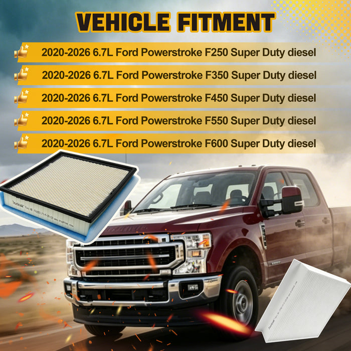 Trucktok 2020-2026 6.7L Ford Powerstroke Air Filter & Cabin Air Filter Replaces FA2031/FP92