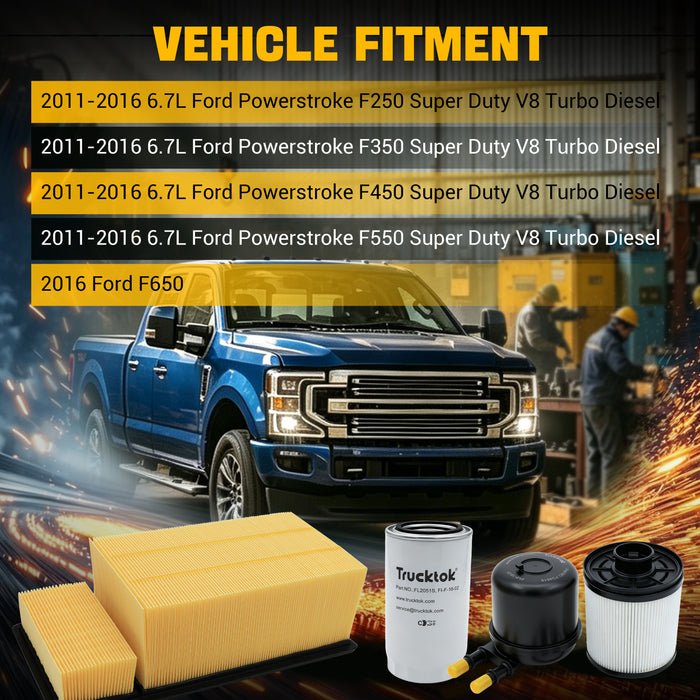 Trucktok 2011-2016 6.7L Ford Powerstroke Filter Set Replaces FD4615/FL2051S/FA1902