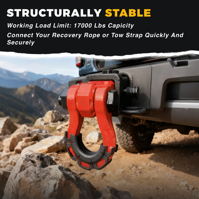 Trucktok 3/4" Heavy Duty D Ring Shackle with 7/8" Pin Isolator Washer Kit 70,000 lbs Break Strength