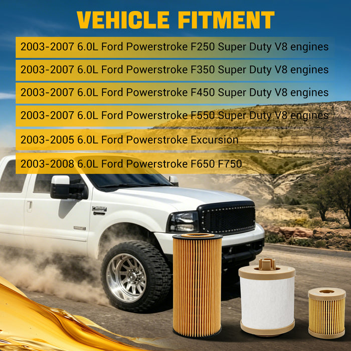 Trucktok 2003-2007 6.0L Ford Powerstroke Fuel Filter/Oil Filter Replaces FD4616/FL2016