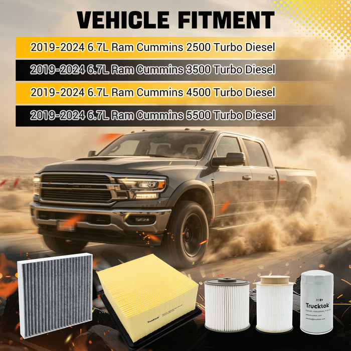 Trucktok 2019-2024 6.7L Dodge Ram Dual Fuel / Oil / Air / Carbin Air Filter Bundle Set