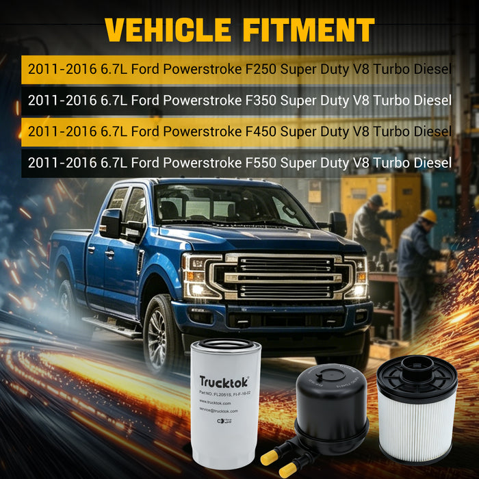 Trucktok 2011-2016 6.7L Ford Powerstroke Fuel/Oil Filter Replaces FD4615/FL2051S