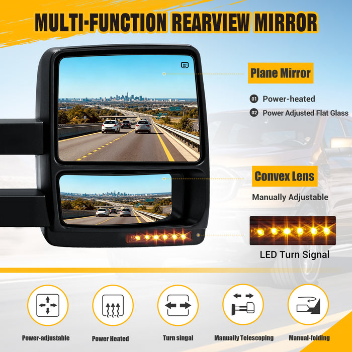 Trucktok 2004-2006 Ford F150 Power Heated LED Signal Towing Mirrors Pair