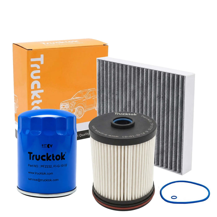 TruckTok 2017-2019 6.6L Silverado Sierra Duramax Fuel, Oil, Air & Cabin Air Filters Maintenance Kit