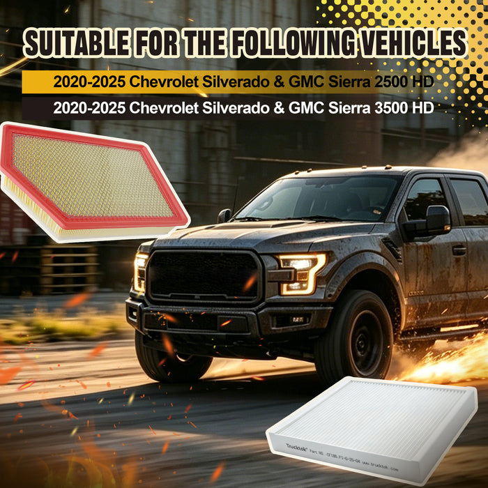 Trucktok 2020-2025 6.6L Silverado Sierra Duramax Air & Cabin Air Filter Replaces A3248C/CF185