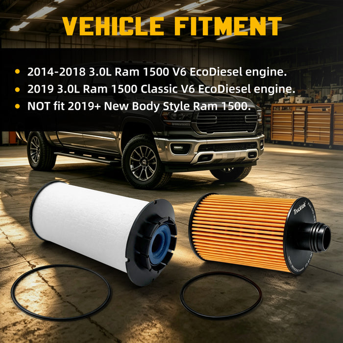 Trucktok 2014-2019 3.0L Ram 1500 Ecodiesel Fuel & Oil Filter Replaces 68235275AB/68229402AA