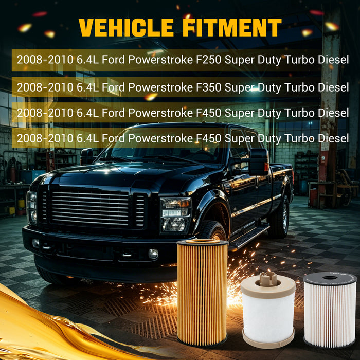 Trucktok 2008-2010 6.4L Ford Powerstroke Fuel Filter/Oil Filter Replaces FD4617/FL2016