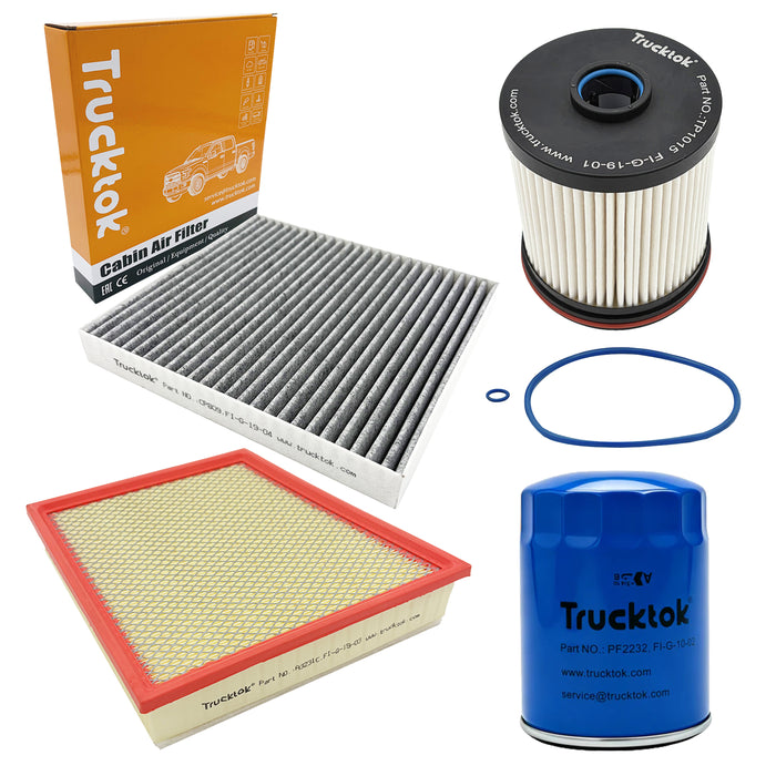 Trucktok 2017-2019 6.6L Silverado Sierra Duramax Filter Set Replaces TP1015/A3231C/PF2232/23281440
