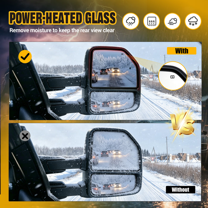 Trucktok 2015-2018 Ford F150 Power Heated 8-Pin LED Signal Towing Mirrors Pair