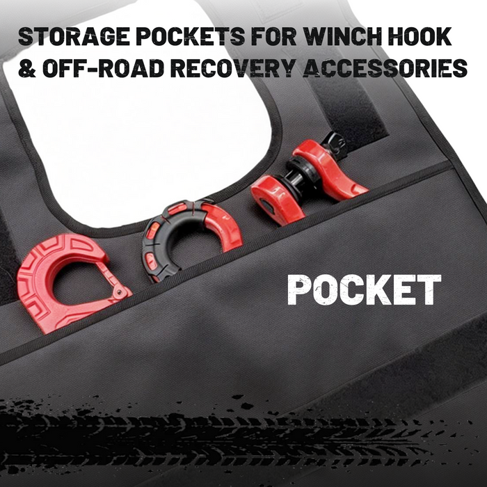 Trucktok Winch Line Damper/Recovery Safety Blanket Reflective Tow Rope Cover with Storage Pocket for Off-Road Recovery