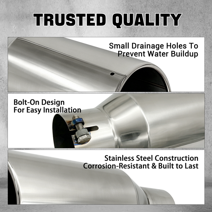 Trucktok 4" Inlet 6" Outlet 15" Overall Length Stainless Steel Bolt On Exhaust Tailpipe Tip