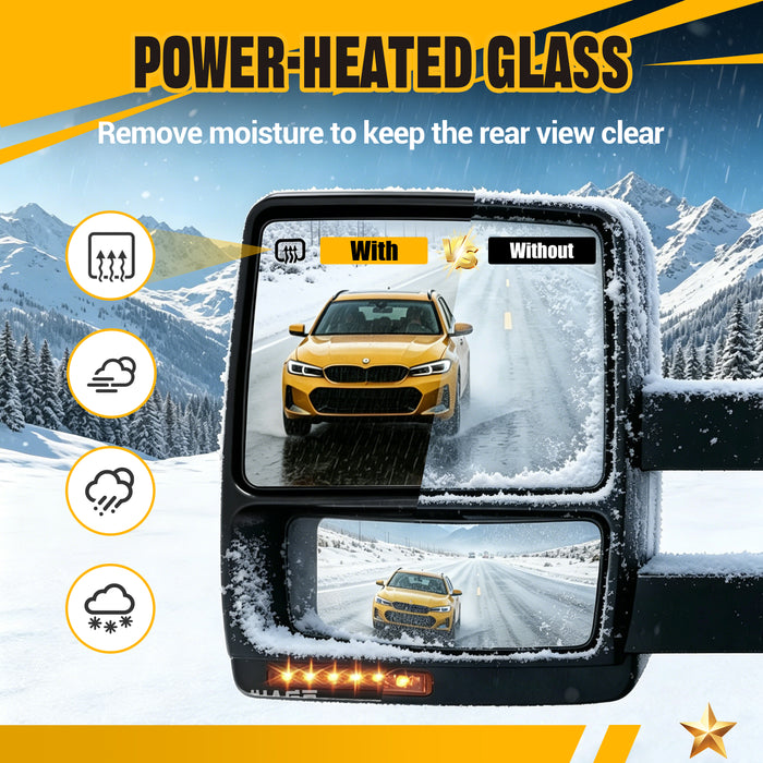Trucktok 2007-2014 Ford F150 Power Heated LED Signal Puddle Towing Mirrors Pair