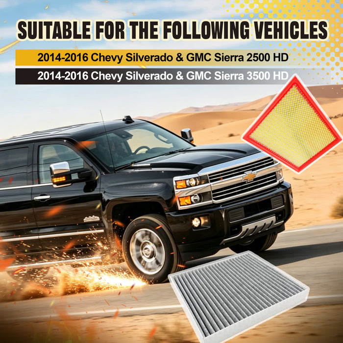 Trucktok 2017-2019 6.6L Silverado Sierra Duramax Air & Cabin Air Filter Replaces A3231C/23281440