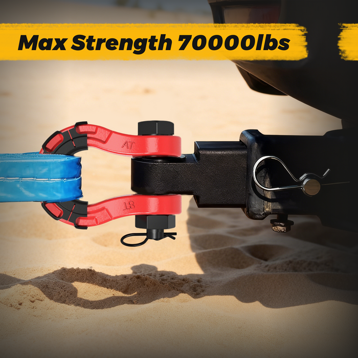 Trucktok 3/4" Heavy Duty D Ring Shackle with 7/8" Pin Isolator Washer Kit 70,000 lbs Break Strength