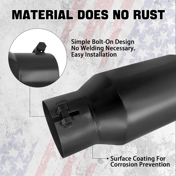 Trucktok 4" Inlet 6" Outlet 12" Overall Length Bolt On Exhaust Tailpipe Tip Black