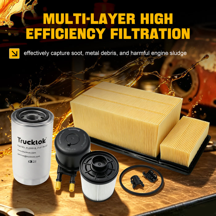 Trucktok 2011-2016 6.7L Ford Powerstroke Filter Set Replaces FD4615/FL2051S/FA1902