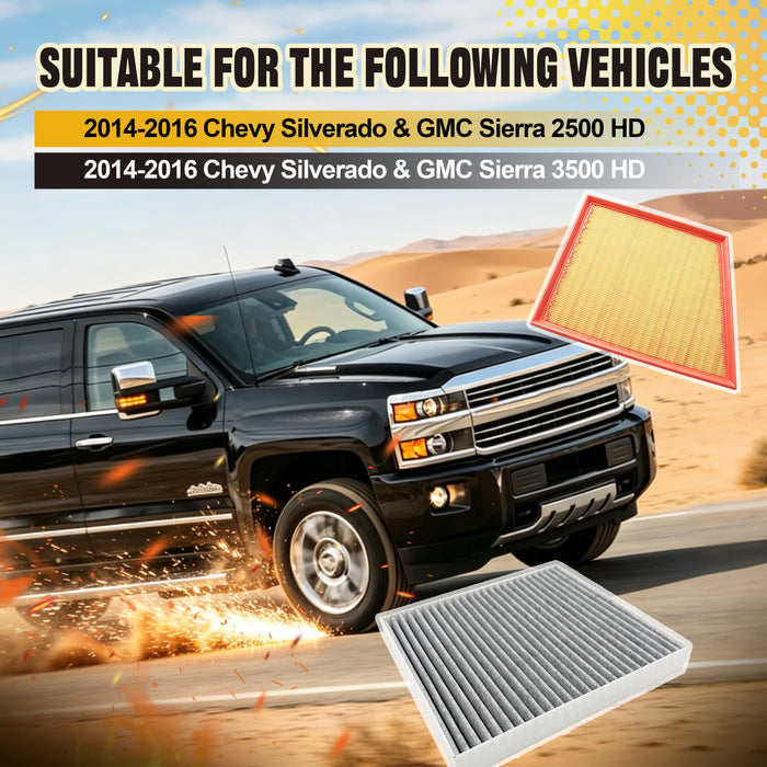 Trucktok 2014-2016 6.6L Silverado Sierra Duramax Air & Cabin Air Filter Replaces A3141C/23281440