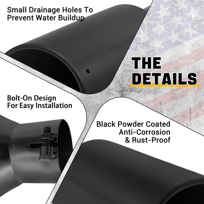 Trucktok 3" Inlet 5" Outlet 12" Overall Length Bolt On Exhaust Tailpipe Tip Black