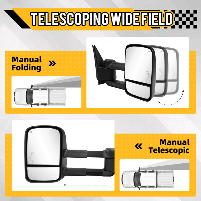 Trucktok Silverado Sierra 2003-2006 1500 2500HD 3500HD & 2007 Classic Power Heated LED Signal Towing Mirrors Pair