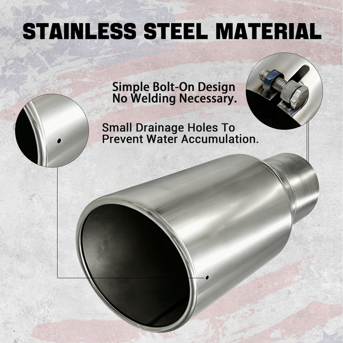 Trucktok 4" Inlet 6" Outlet 12" Overall Length Stainless Steel Bolt On Exhaust Tailpipe Tip