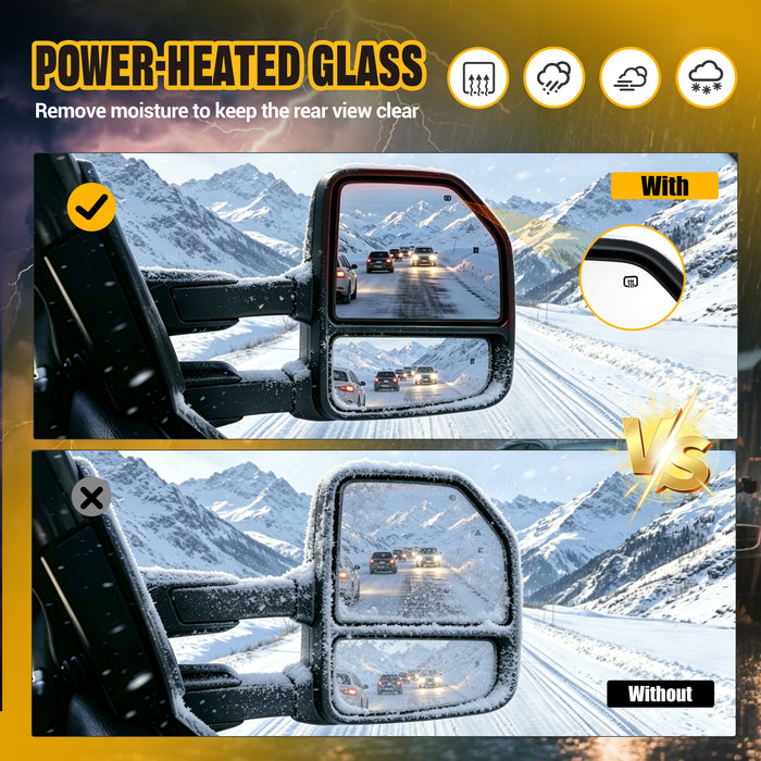 Trucktok 2017-2020 Ford F250 F350 F450 Power Heated LED Spot BSM Temp Towing Mirrors Pair