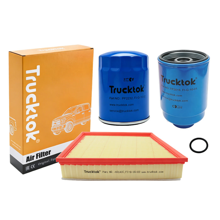Trucktok 2011-2016 6.6L Silverado Sierra Duramax Filter Set Replaces TP3018/PF2232/A3141C