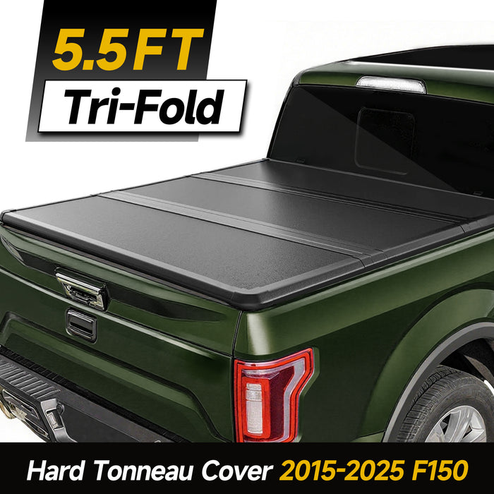 Trucktok 2015-2025 Ford F150 5.5FT Hard Tri-Fold Tonneau Cover Truck Bed Pickup