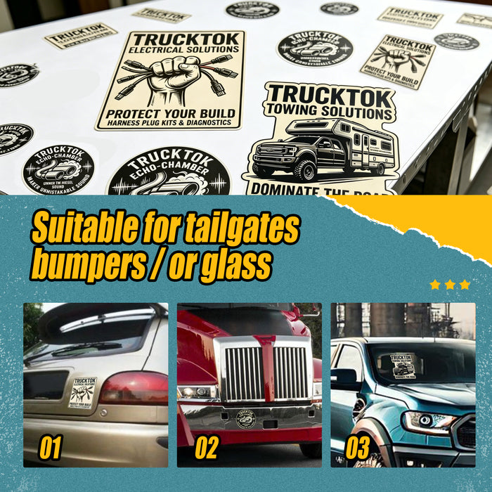 Trucktok 3pcs Unique Designs Magnetic & Adhesive PVC Truck Sticker Set