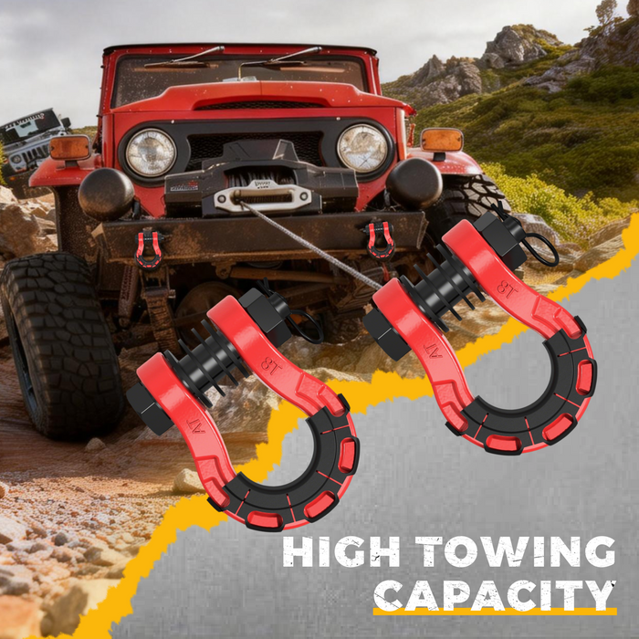 Trucktok 3/4" Heavy Duty D Ring Shackle with 7/8" Pin Isolator Washer Kit 70,000 lbs Break Strength