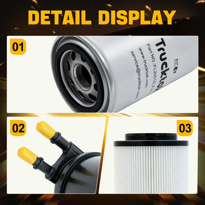 Trucktok 2011-2016 6.7L Ford Powerstroke Fuel/Oil Filter Replaces FD4615/FL2051S