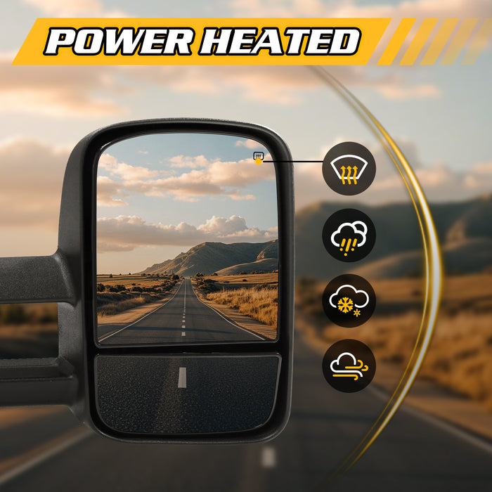 Trucktok Silverado Sierra 1999-2002 1500 2500 & 2001-2002 1500HD 2500HD 3500HD Power Heated Towing Mirrors Pair