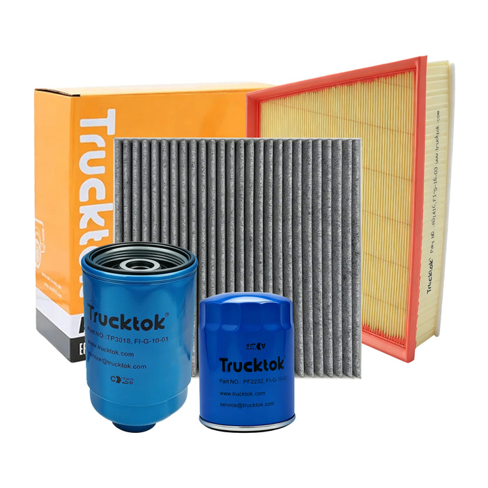 TruckTok 2007-2016 6.6L Silverado Sierra Duramax Fuel Oil, Air & Cabin Filters Maintenance Kit
