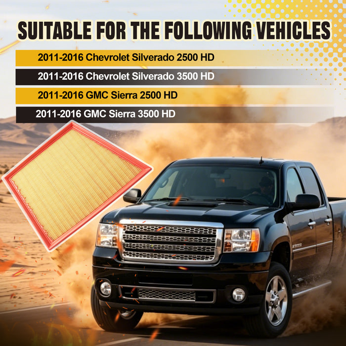Trucktok 2011-2016 6.6L Silverado Sierra Duramax Air Filter Replaces 25945274 A3141C