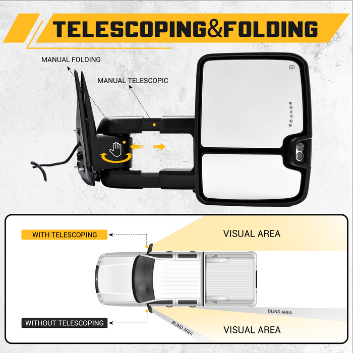 Trucktok Silverado Sierra 1999-2002 1500 2500 & 2001-2002 1500HD 2500HD 3500HD Power Heated LED Signal Towing Mirrors Pair