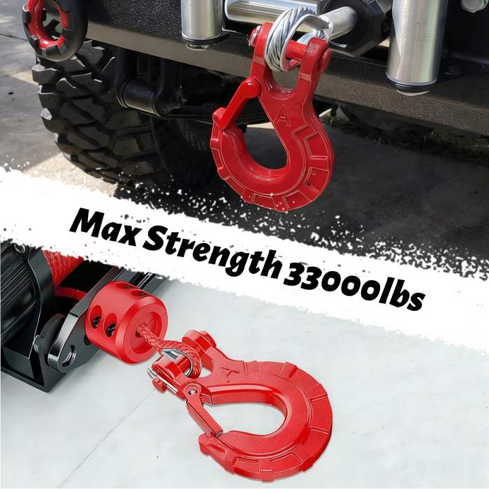 Trucktok 3/8" Heavy Duty Forged Steel Winch Hook with Safety Latch 33,000 lbs Max Strength