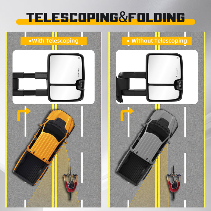 Trucktok Silverado Sierra 2007-2013 1500 & 2008-2014 2500HD 3500HD Power Heated LED Signal Towing Mirrors Pair