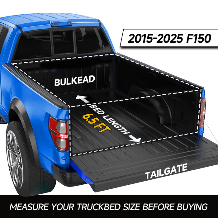 Trucktok 2015-2025 Ford F150 6.5FT Hard Tri-Fold Tonneau Cover Truck Bed Pickup