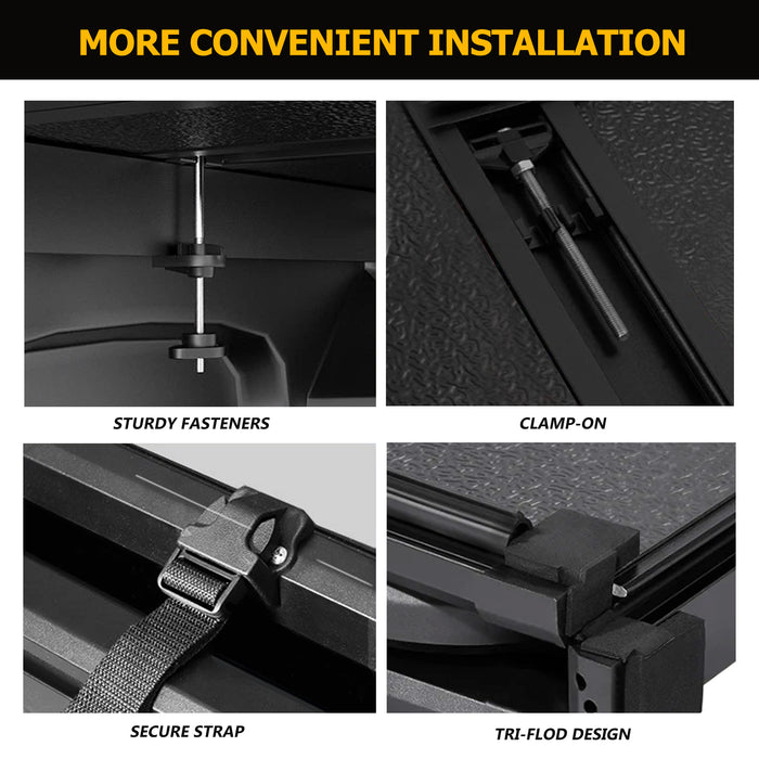 XTWEEX Hard Tri-fold Black Tonneau Cover, Lock Type, Fits 2015-2023 XTWEEX Hard Tri-fold Black Tonneau Cover, Lock Type, Fits 2015-2023