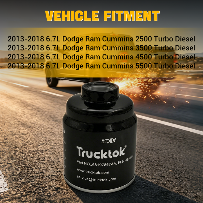 Trucktok 2013-2018 6.7L Dodge Ram Fuel/Water Separator Filter Replaces 68197867AA