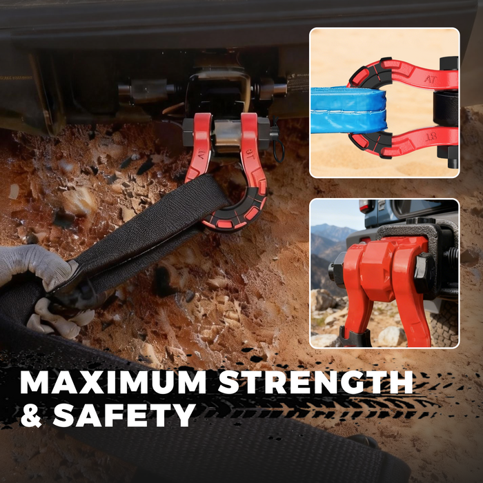 Trucktok 3/4" Heavy Duty D Ring Shackle with 7/8" Pin Isolator Washer Kit 70,000 lbs Break Strength