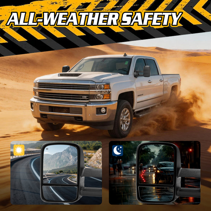 Trucktok Silverado Sierra 2007-2013 1500 & 2008-2014 2500HD 3500HD Power Heated LED Signal Towing Mirrors Pair