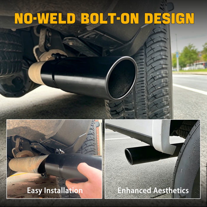 Trucktok 3" Inlet 5" Outlet 12" Overall Length Bolt On Exhaust Tailpipe Tip Black