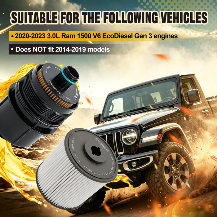 Trucktok 2020-2023 3.0L Ram 1500 Ecodiesel Fuel & Oil Filter Replaces 68436631AA/68507598AA