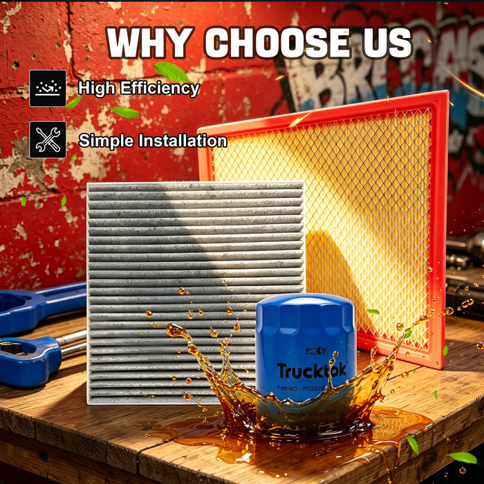 Trucktok 2017-2019 6.6L Silverado Sierra Duramax Air & Cabin Air & Oil Filter Replaces A3231C/23281440/PF2232