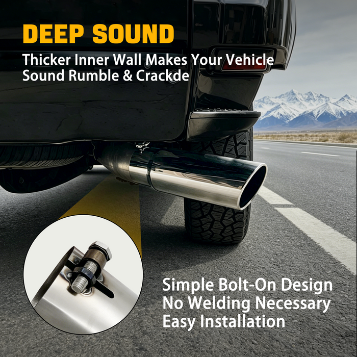 Trucktok 3" Inlet 5" Outlet 12" Overall Length Stainless Steel Bolt On Exhaust Tailpipe Tip
