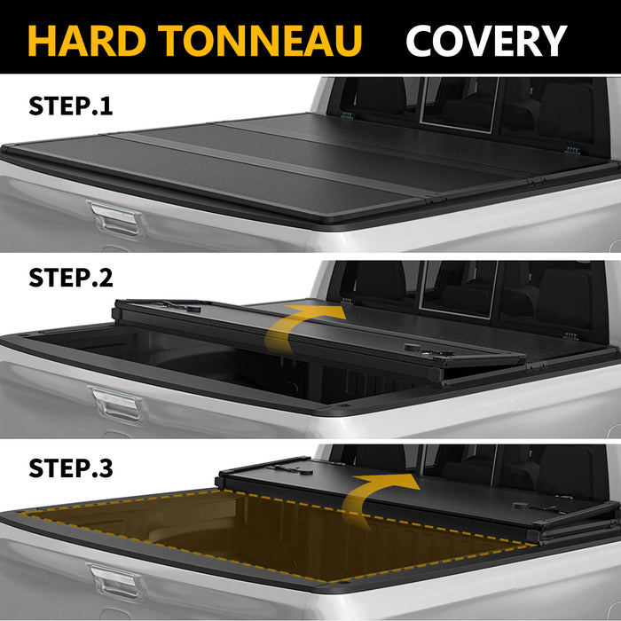 Trucktok 2003-2025 Dodge Ram 1500 2500 3500 8FT Hard Tri-Fold Tonneau Cover Truck Bed