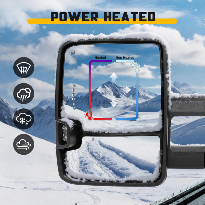 Trucktok Silverado Sierra 2007-2013 1500 & 2008-2014 2500HD 3500HD Power Heated LED Signal Towing Mirrors Pair