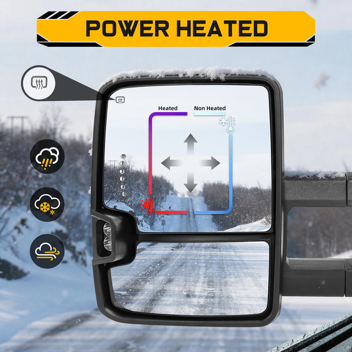 Trucktok Silverado Sierra 2003-2006 1500 2500HD 3500HD & 2007 Classic Power Heated LED Signal Towing Mirrors Pair