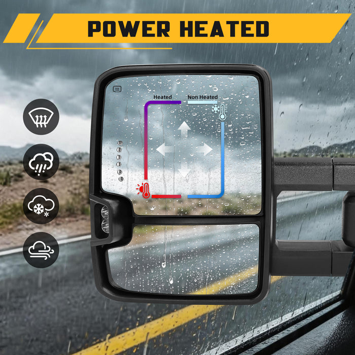 Trucktok Silverado Sierra 2014-2018 1500 & 2015-2019 2500HD 3500HD Power Heated LED Signal Towing Mirrors Pair